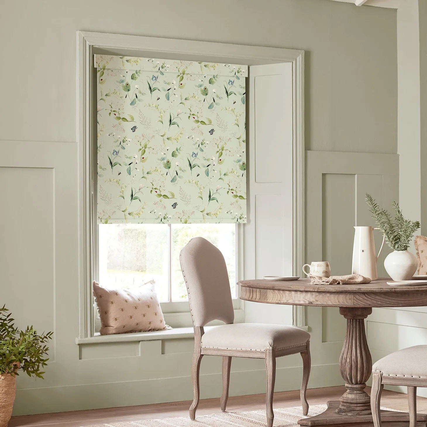 Wild Floral Soft Green Made to Measure Roller Blind