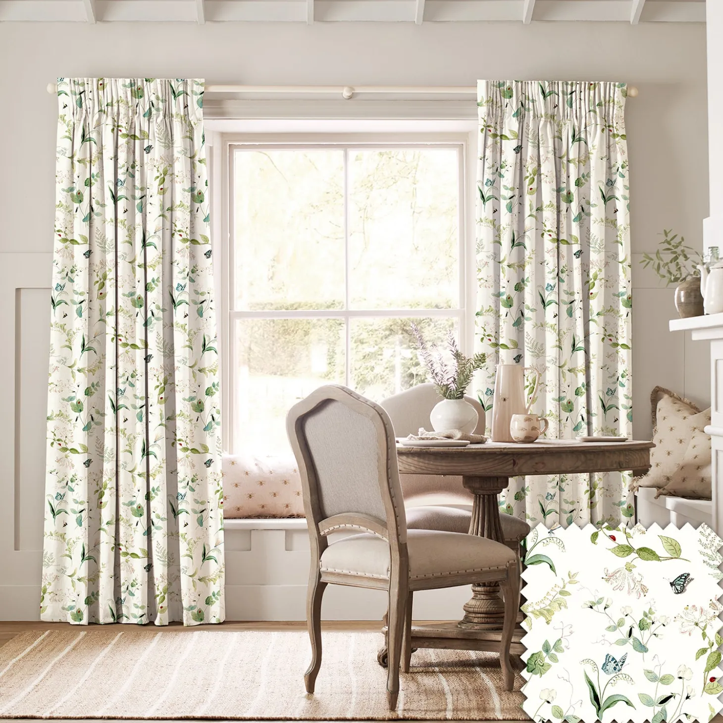 Wild Floral White Made to Measure Curtains