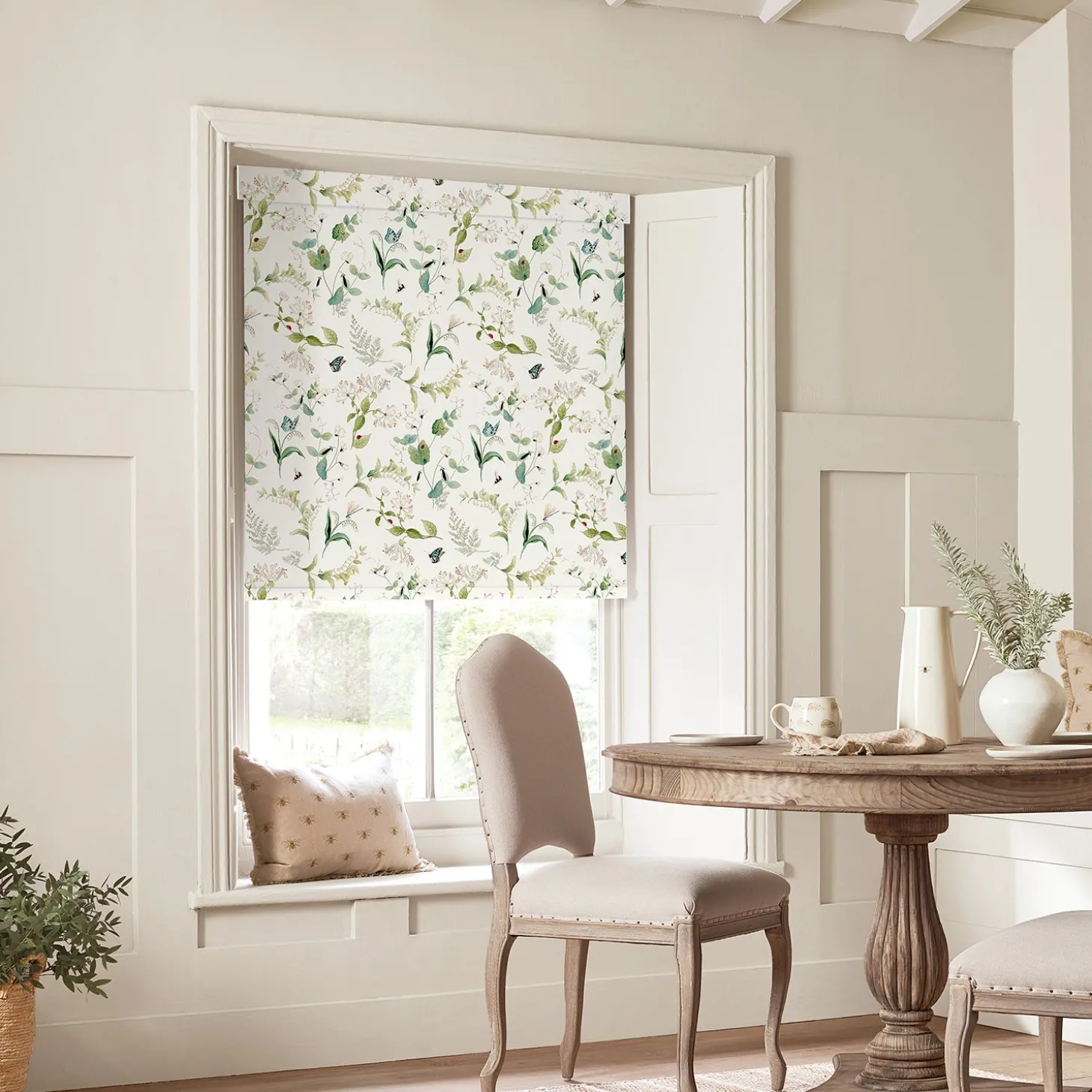 Wild Floral White Made to Measure Roller Blind