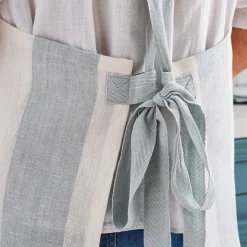 Witham Blue Stripe Linen Cross Back Apron