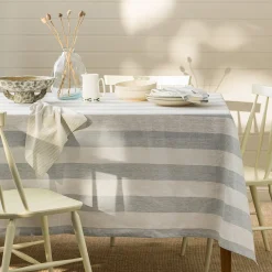 Witham Blue Stripe Linen Tablecloth