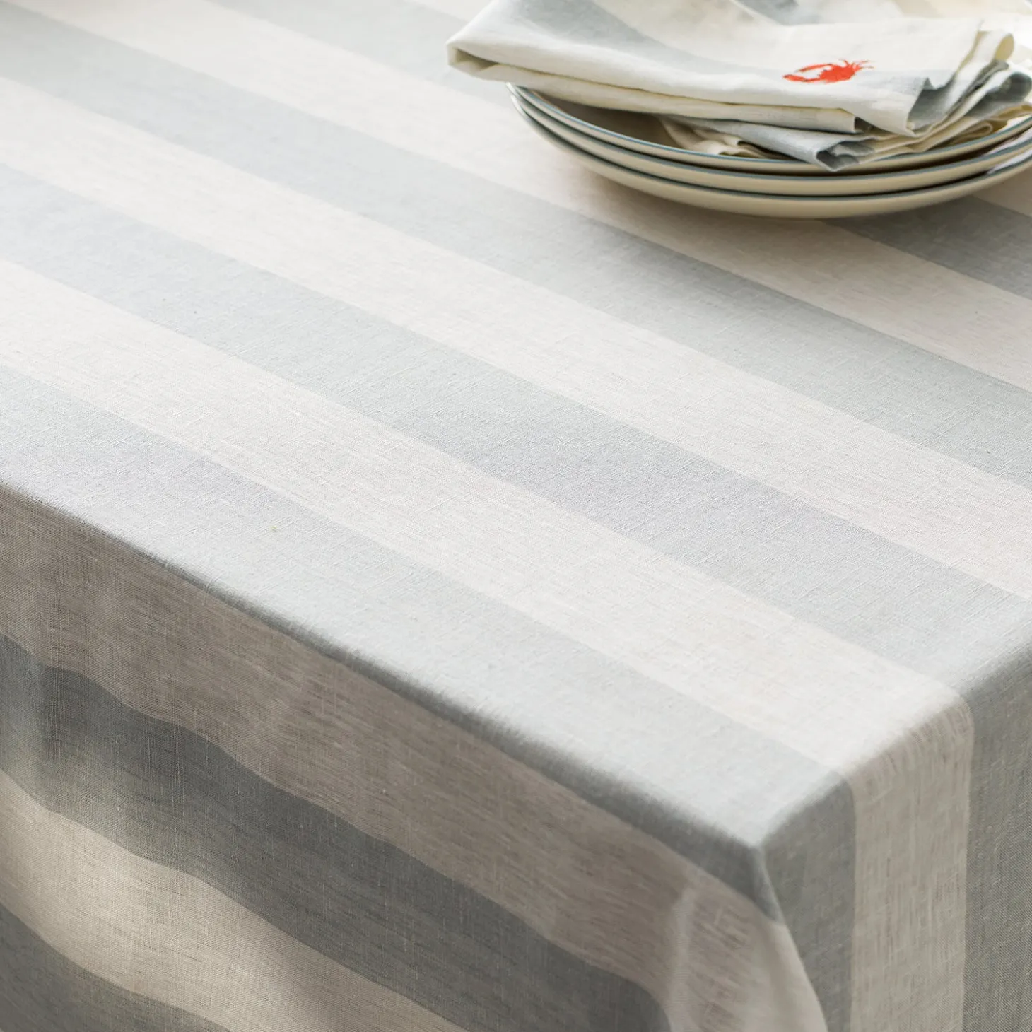 Witham Blue Stripe Linen Tablecloth