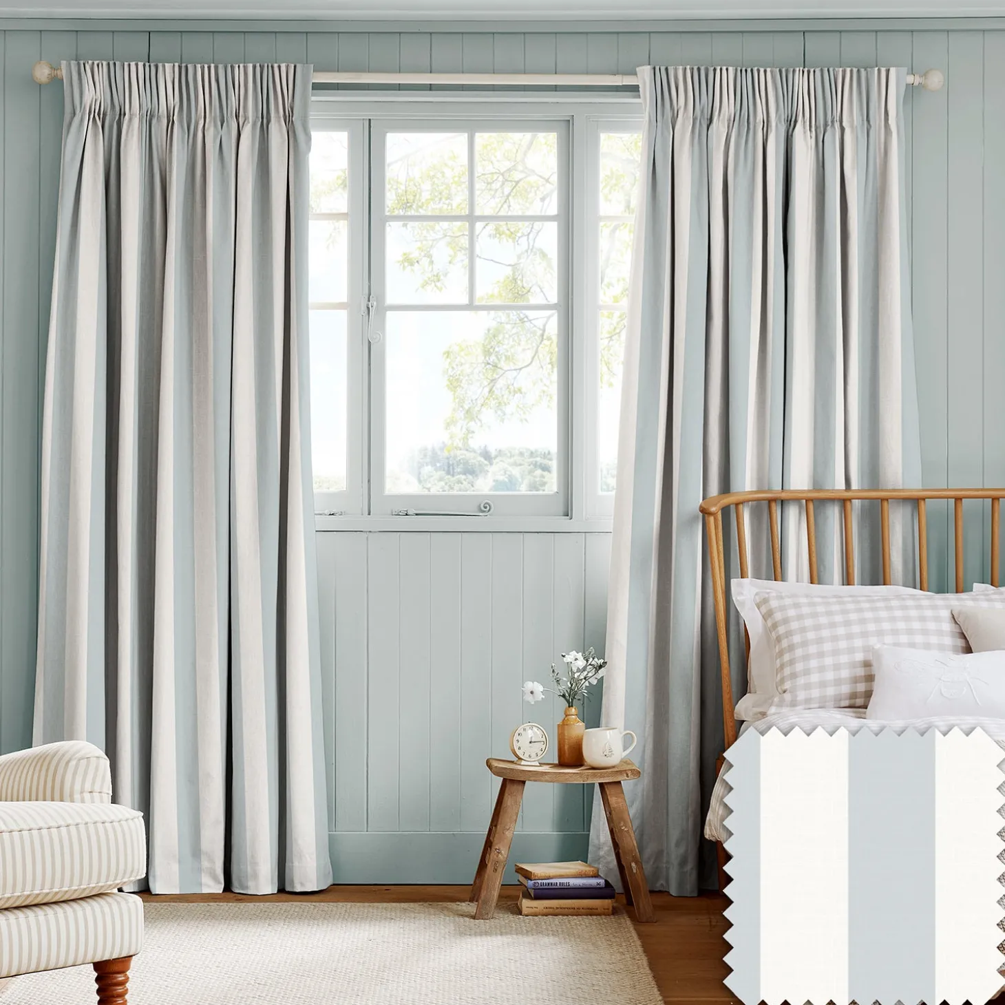 Witham Blue Stripe Made to Measure Curtains