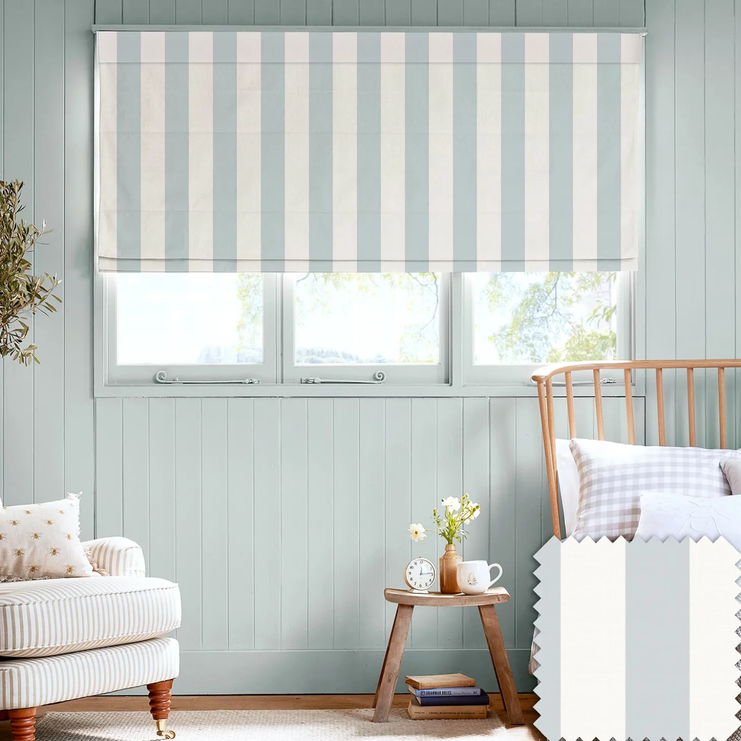 Witham Blue Stripe Made to Measure Roman Blind
