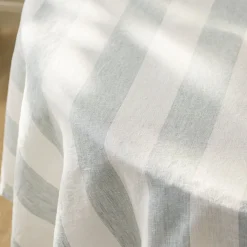 Witham Blue Stripe Round Linen Tablecloth
