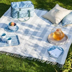Witham Blue Stripe Woven Picnic Blanket