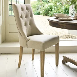 Witham Buttoned Back Dining Chair - Cream