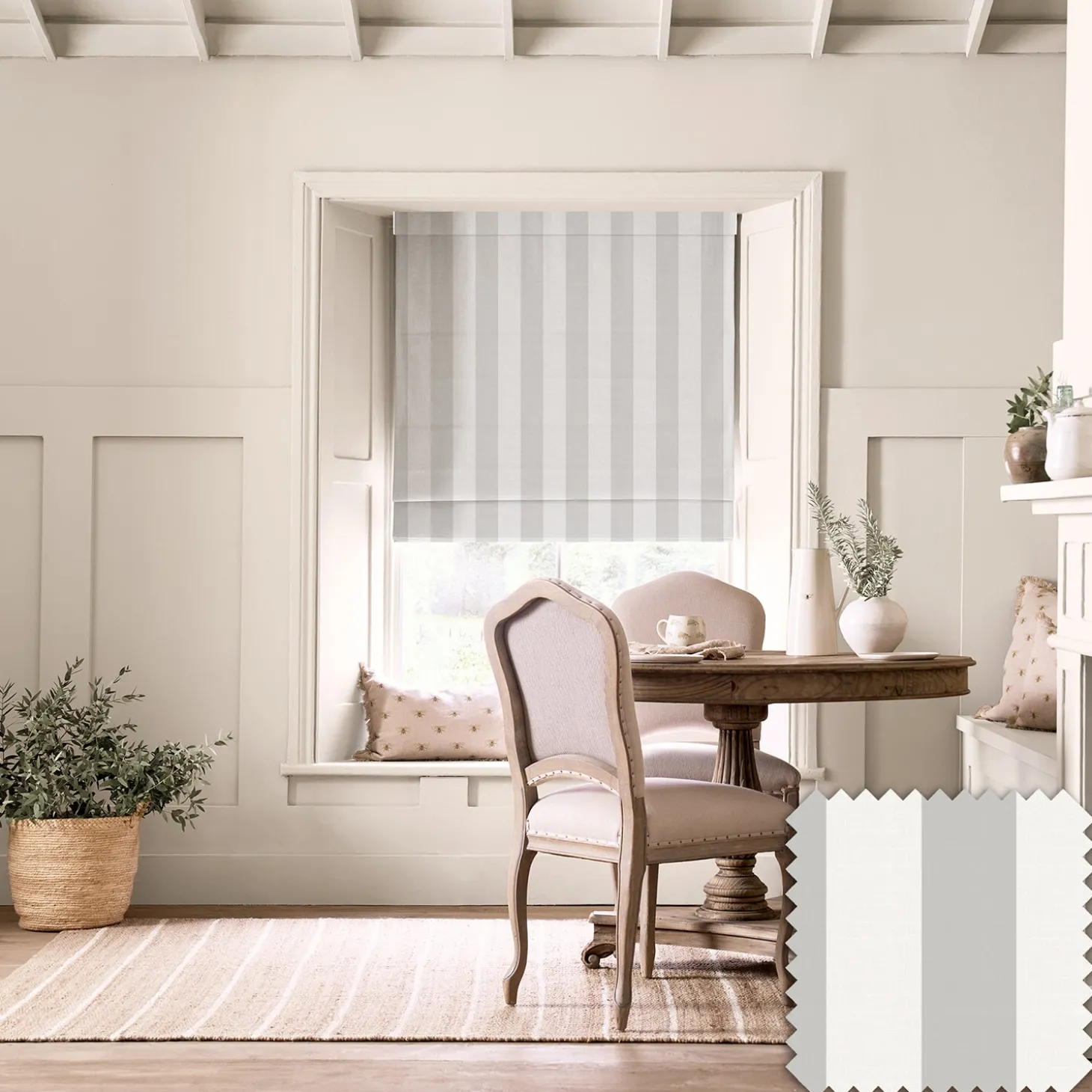 Witham Grey Stripe Made to Measure Roman Blind