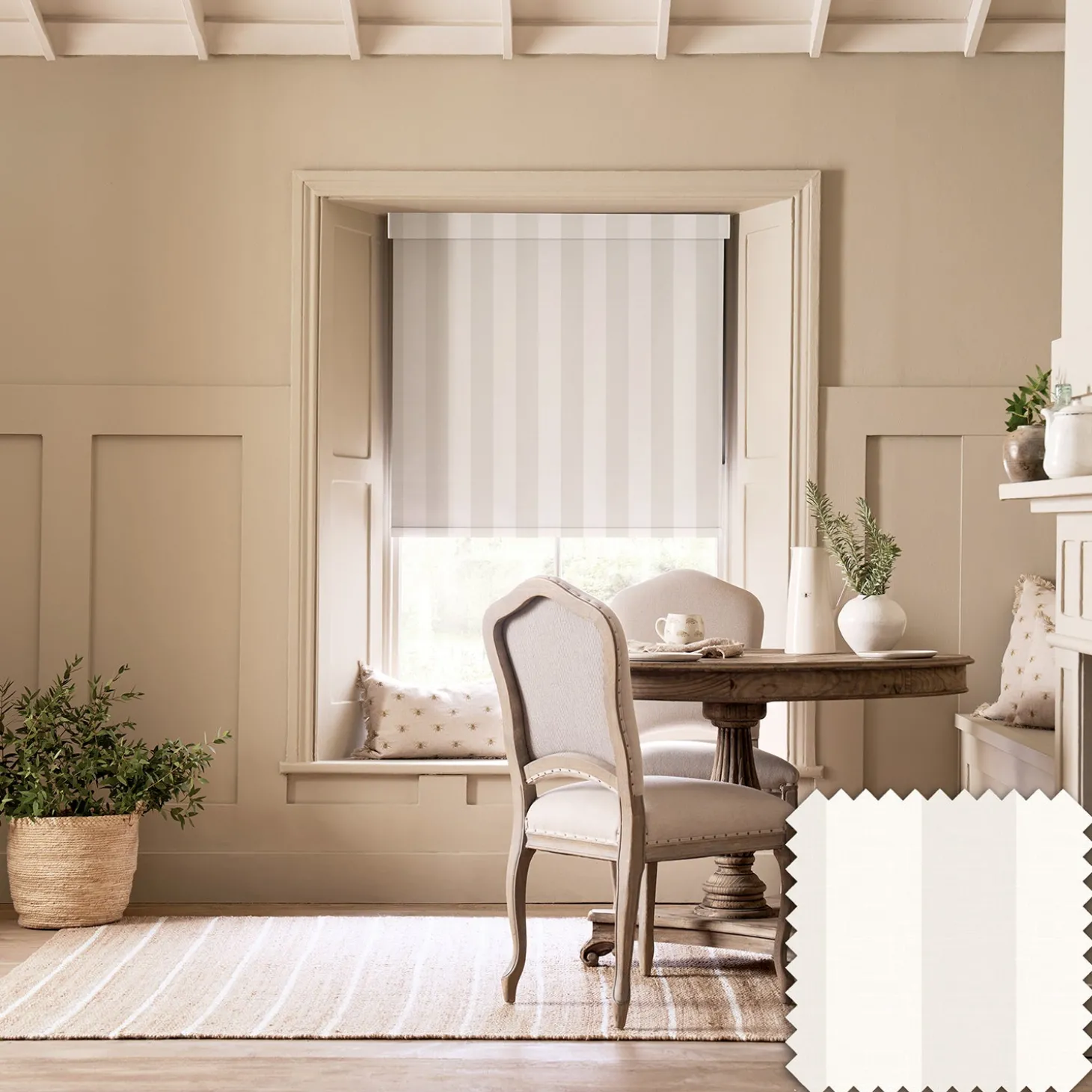Witham Off White Stripe Made to Measure Roller Blind