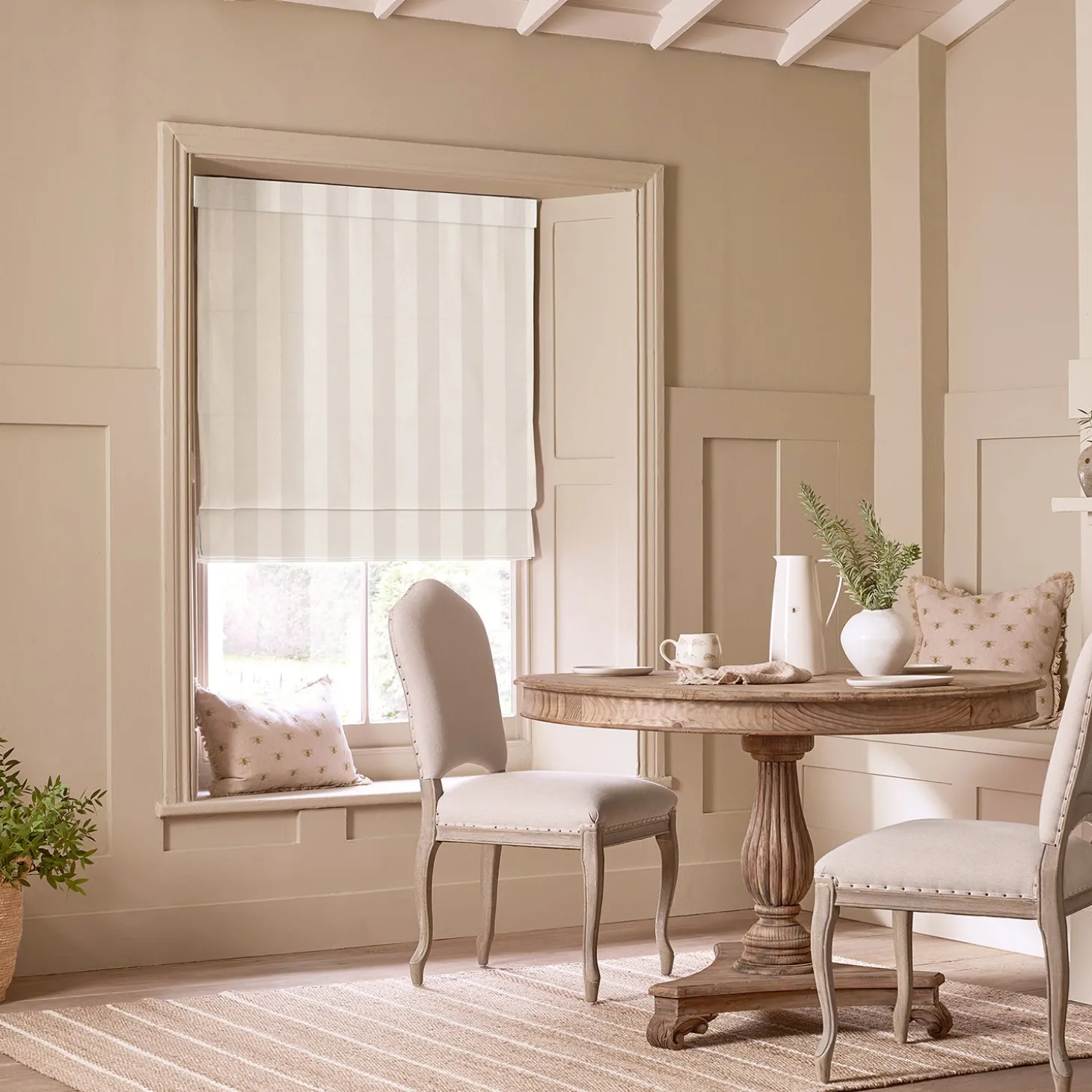 Witham Off White Stripe Made to Measure Roman Blind