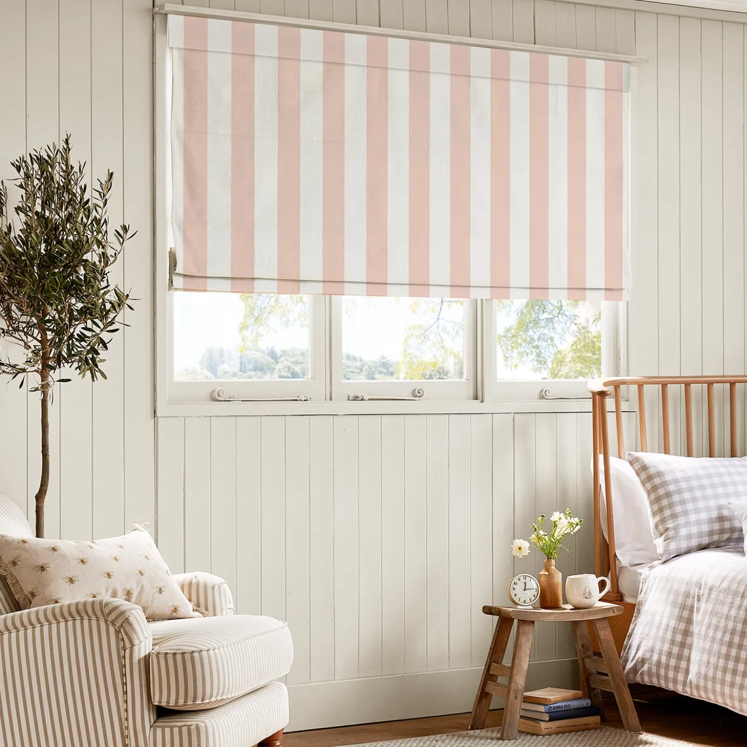 Witham Pink Stripe Made to Measure Roman Blind