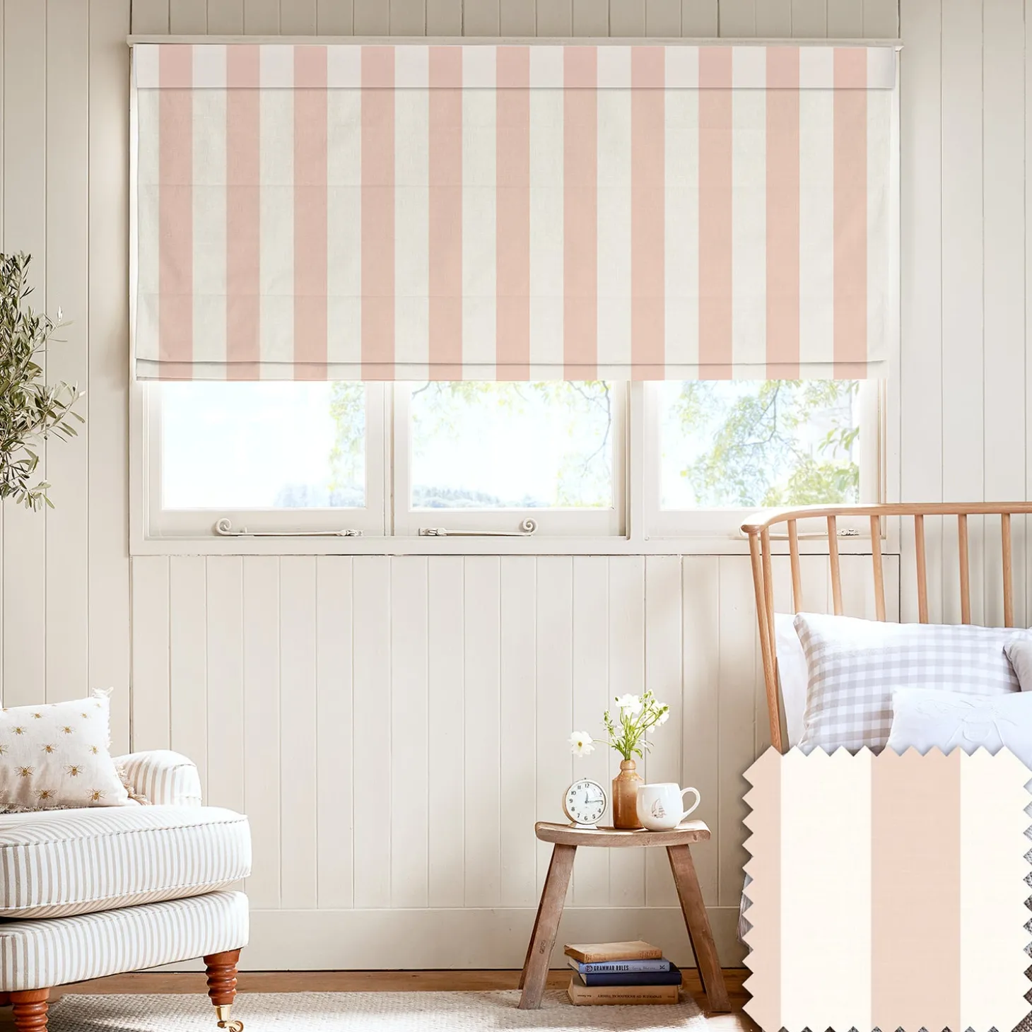 Witham Pink Stripe Made to Measure Roman Blind