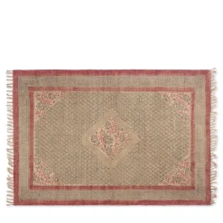 Witham Printed Natural Rug - Pink Edge