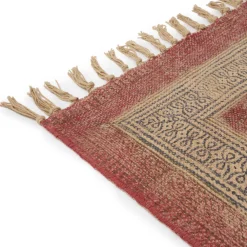 Witham Printed Natural Rug - Pink Edge
