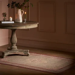 Witham Printed Natural Rug - Pink Edge