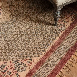 Witham Printed Natural Rug - Pink Edge