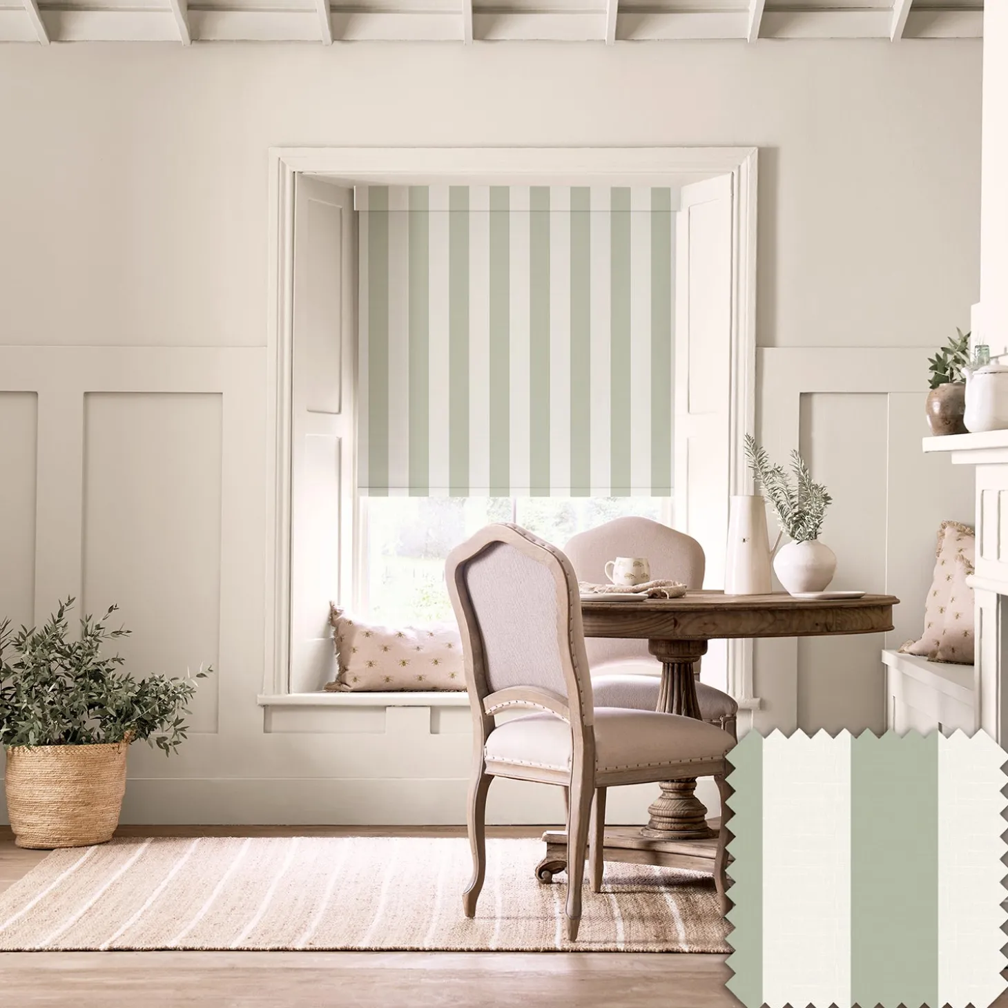 Witham Sage Stripe Made to Measure Roller Blind