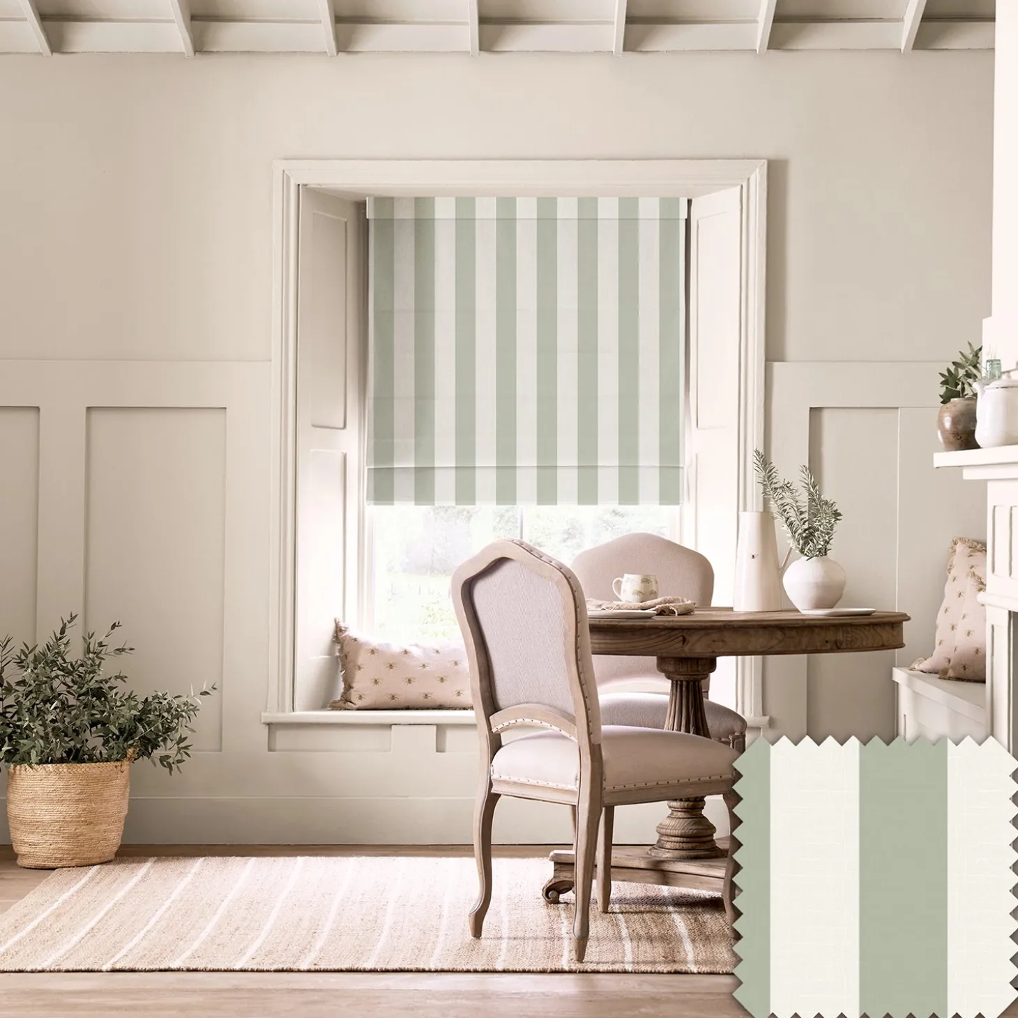 Witham Sage Stripe Made to Measure Roman Blind