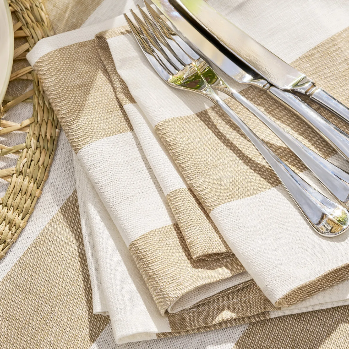 Witham Sand Stripe Linen Napkins (Set of 4)
