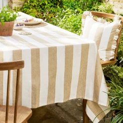 Witham Sand Stripe Linen Tablecloth