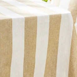Witham Sand Stripe Linen Tablecloth