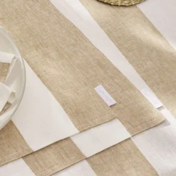 Witham Sand Stripe Linen Washable Placemats (Set of 2)