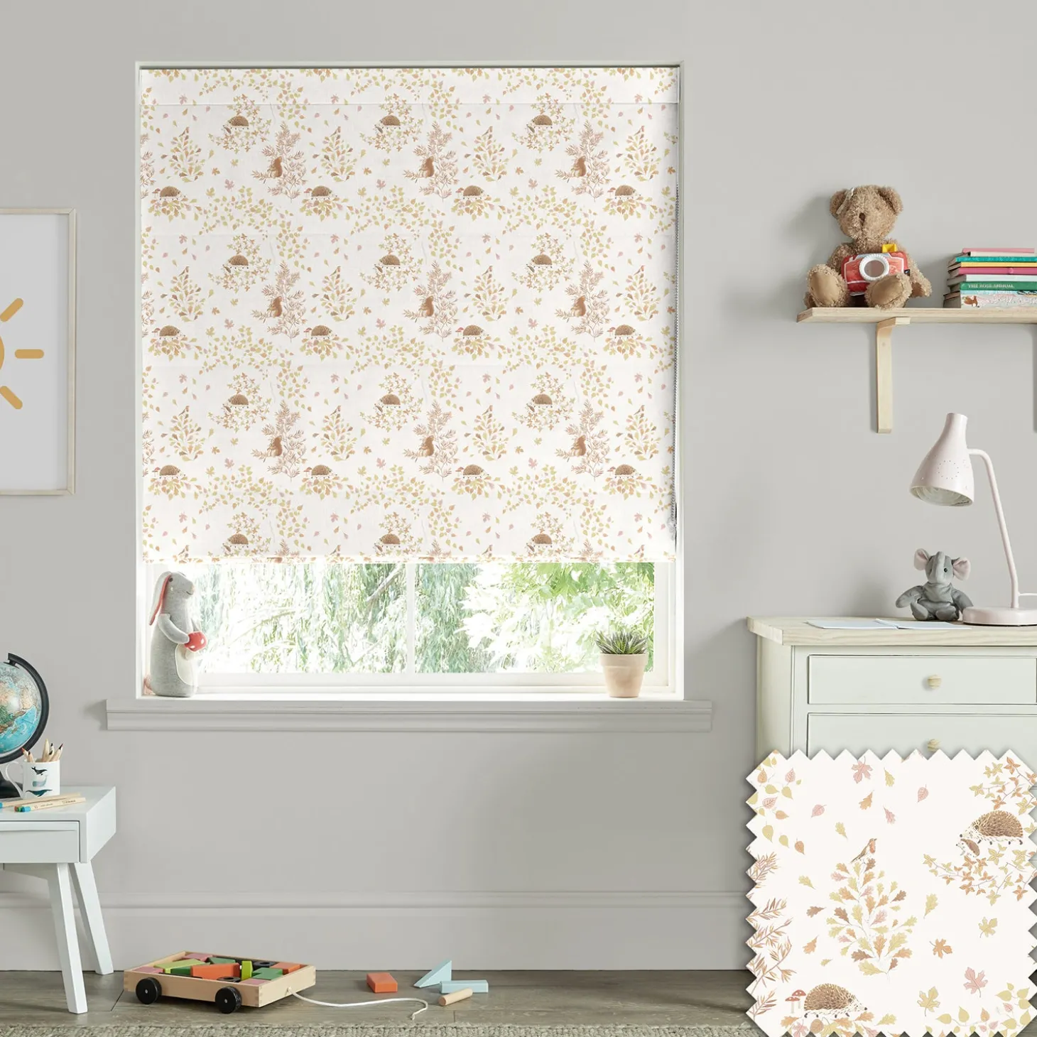 Woodland Friends Off White Made to Measure Roman Blind