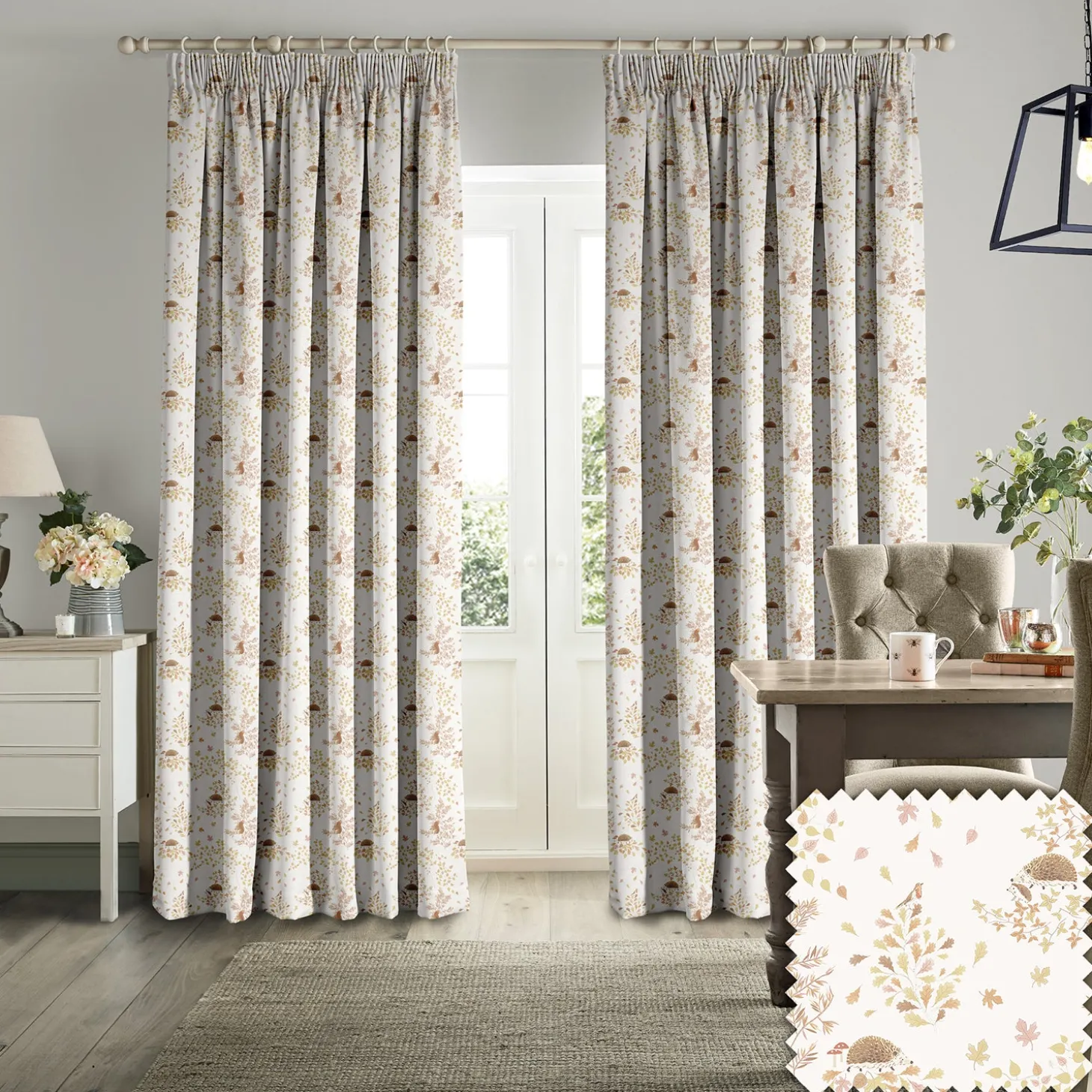 Woodland Friends Off White Made to Measure Curtains
